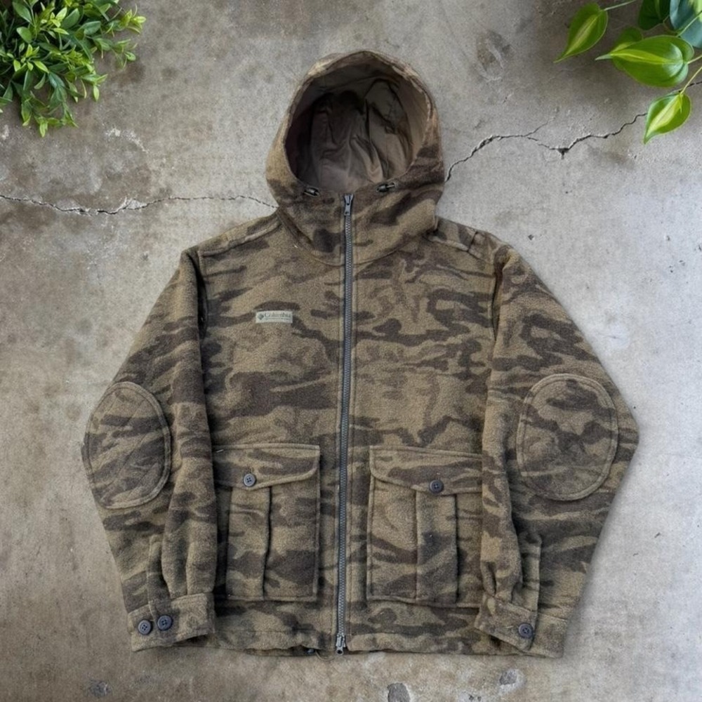 Vintage 90s columbia sportswear camo wool gallatin cargo hoodie size L